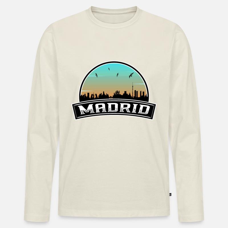 Madrid Spanien Skyline Spanisches Souvenir - Männer Premium Bio Langarmshirt - Naturweiß