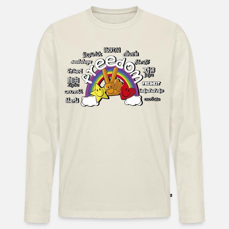 regenbogen - Männer Premium Bio Langarmshirt - Naturweiß