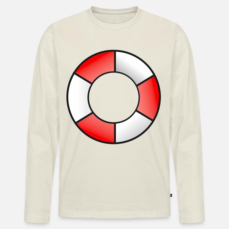 Rettungsring Rot Weiß - Männer Premium Bio Langarmshirt - Naturweiß