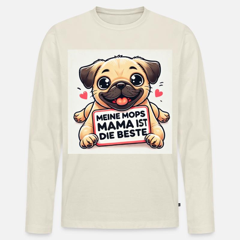 Lustiger Hund mit Kinder Botschaft - Männer Premium Bio Langarmshirt - Naturweiß