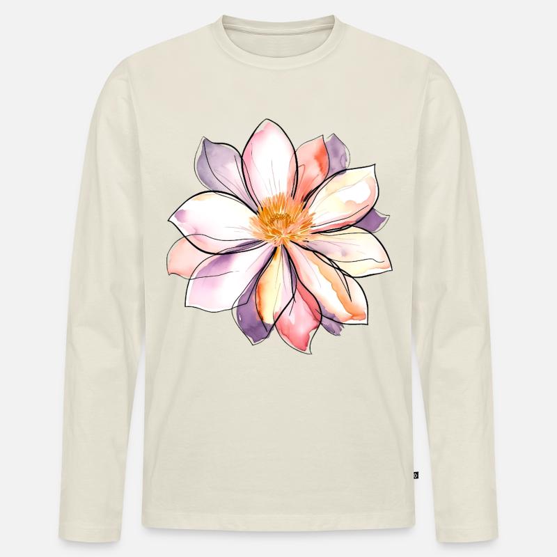 BlumeA - Männer Premium Bio Langarmshirt - Naturweiß