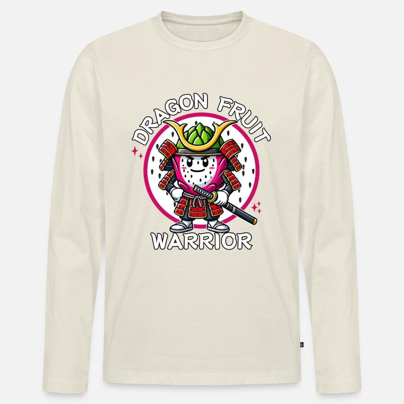 Must-have Dragon Fruit Warrior Samurai - Männer Premium Bio Langarmshirt - Naturweiß