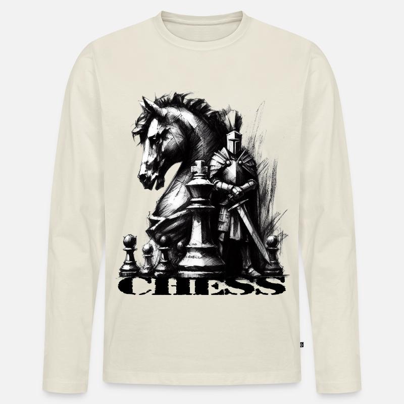 Schach - Männer Premium Bio Langarmshirt - Naturweiß