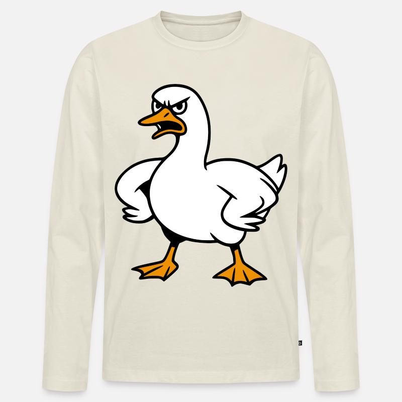 Wütende Gans - Männer Premium Bio Langarmshirt - Naturweiß