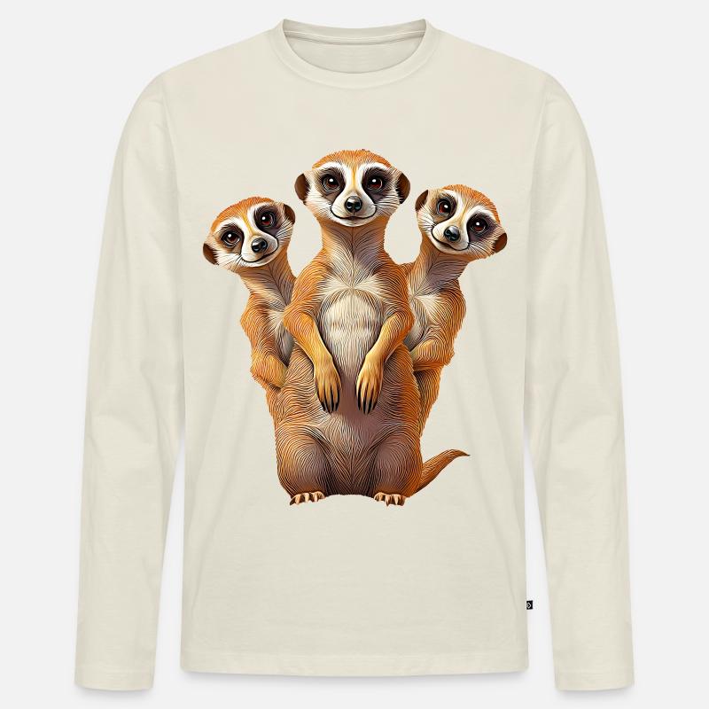 Erdmaennchen - Männer Premium Bio Langarmshirt - Naturweiß