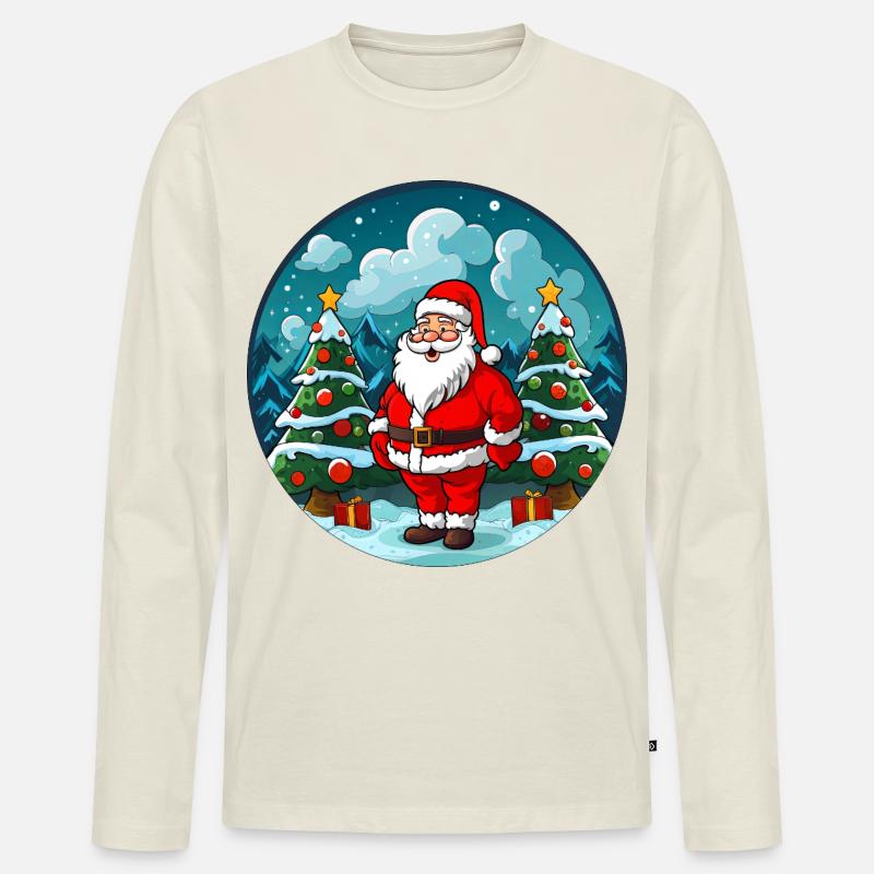 Süsser Weihnachtsmann - Männer Premium Bio Langarmshirt - Naturweiß