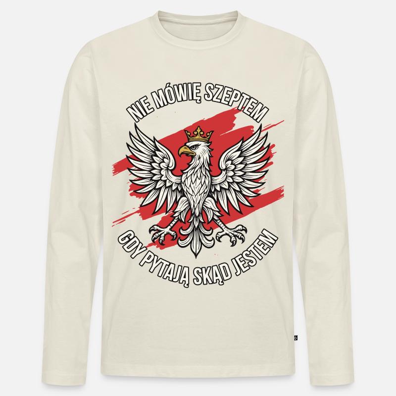 Polish Eagle Pride Statement Design - Men's Premium Organic Long Sleeve Shirt - off white