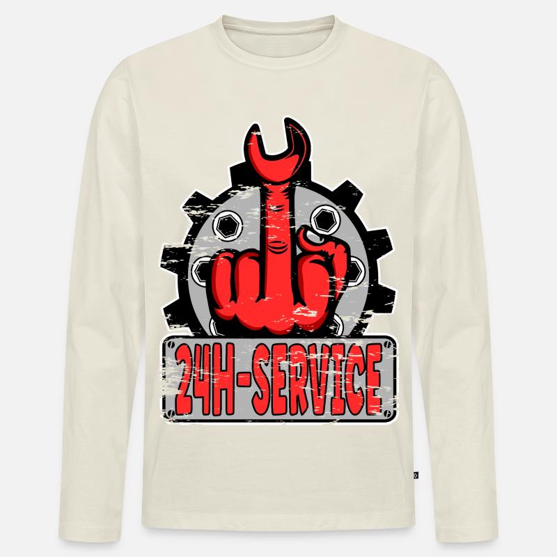 Mittelfinger Stinkerfinger 24h Service Design Rot - Männer Premium Bio Langarmshirt - Naturweiß