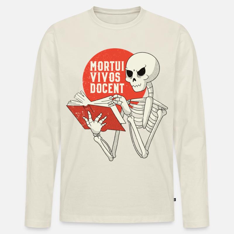 MORTUI VIVOS DOCENT - Männer Premium Bio Langarmshirt - Naturweiß