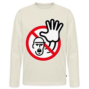 Panneau d’avertissement / Avertissement / Interdiction (Symbole / 3C) - T-shirt manches longues Premium bio Homme - blanc cassé - Devant - Nico (187cm)