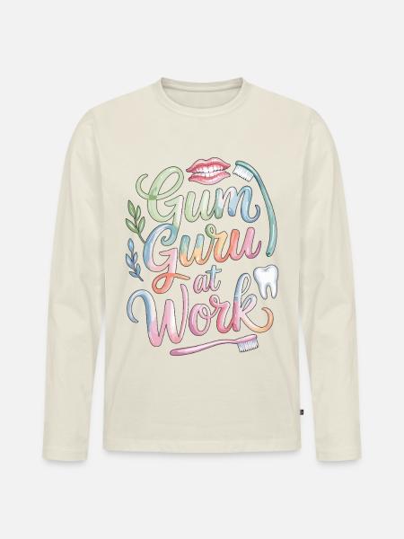 Periodontist Gum Guru At Work Dental Health Care - Men's Premium Organic Long Sleeve Shirt - off white
