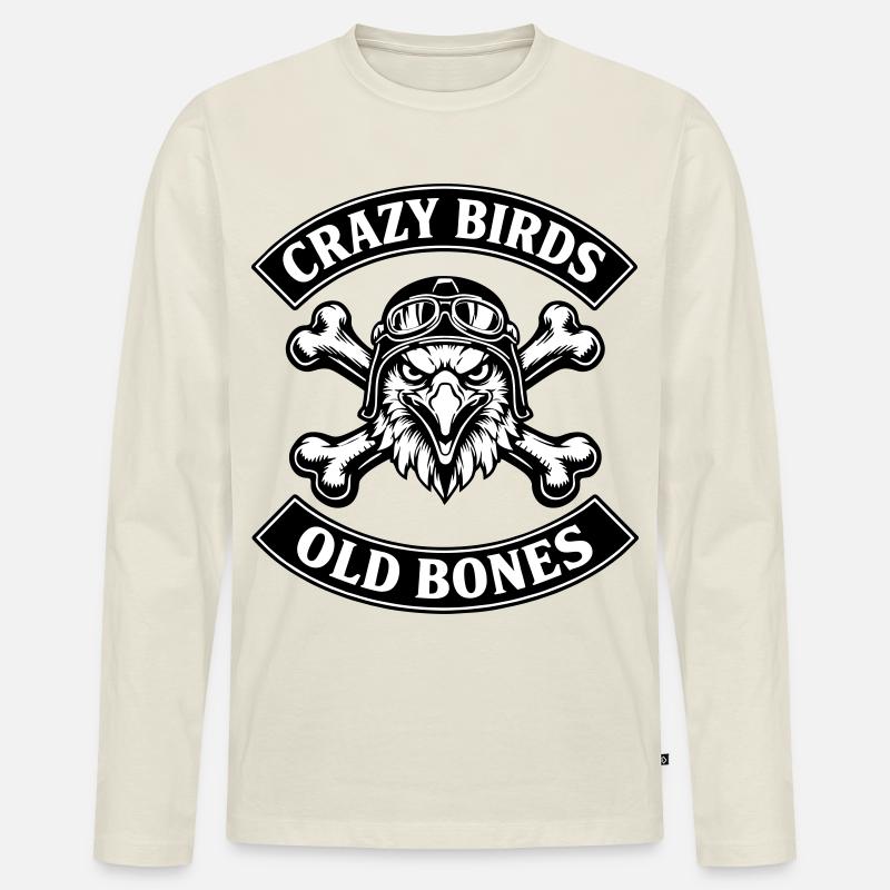 Crazy Birds - Old Bones - Männer Premium Bio Langarmshirt - Naturweiß