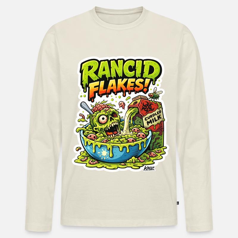 Ekelhaftes Schädelflockenmonster - Männer Premium Bio Langarmshirt - Naturweiß