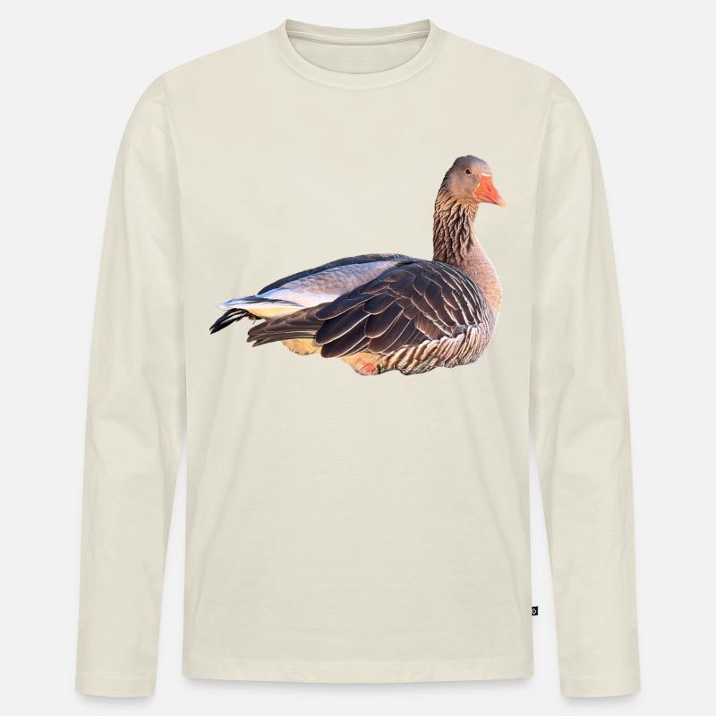 Graugans - Männer Premium Bio Langarmshirt - Naturweiß