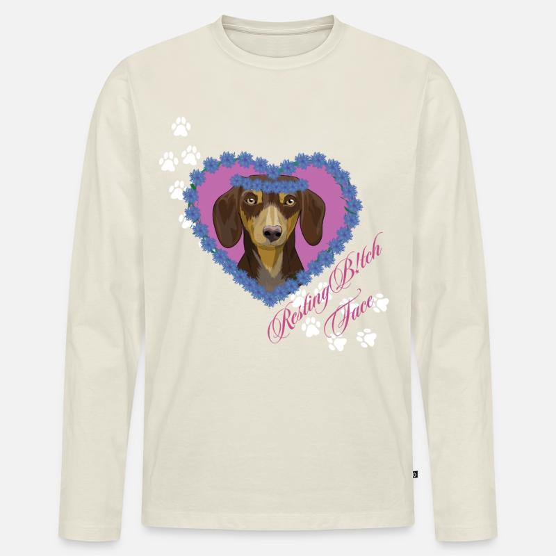 Ruhende B!tch Gesicht Weenie - Männer Premium Bio Langarmshirt - Naturweiß
