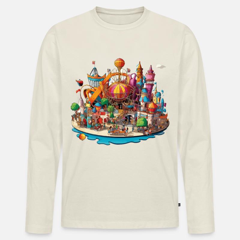 Farbenfrohe Freizeitinsel - Männer Premium Bio Langarmshirt - Naturweiß