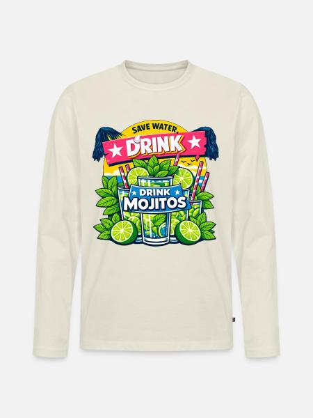 Save the water, drink Mojitos - Men's Premium Organic Long Sleeve Shirt - off white