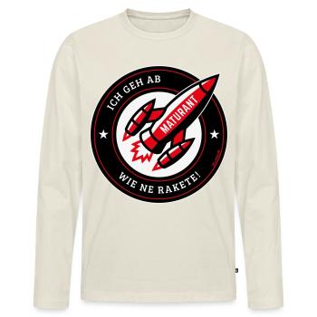 Maturant – Ich Geh Ab Wie Ne Rakete! (NEG Red) - Männer Premium Bio Langarmshirt - Naturweiß - Vorne - Nico (187cm)