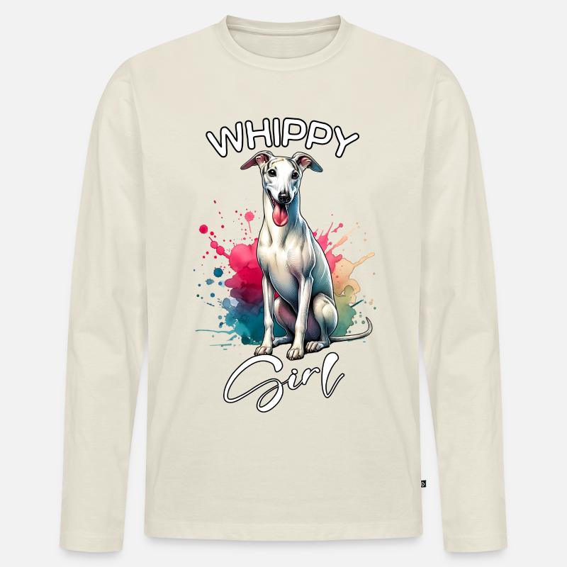 Whippet Mädchen Windhund - Männer Premium Bio Langarmshirt - Naturweiß