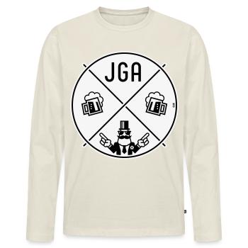 JGA Bräutigam Handzeichen Bier Kreis Symbol NEG 2C - Männer Premium Bio Langarmshirt - Naturweiß - Vorne - Nico (187cm)