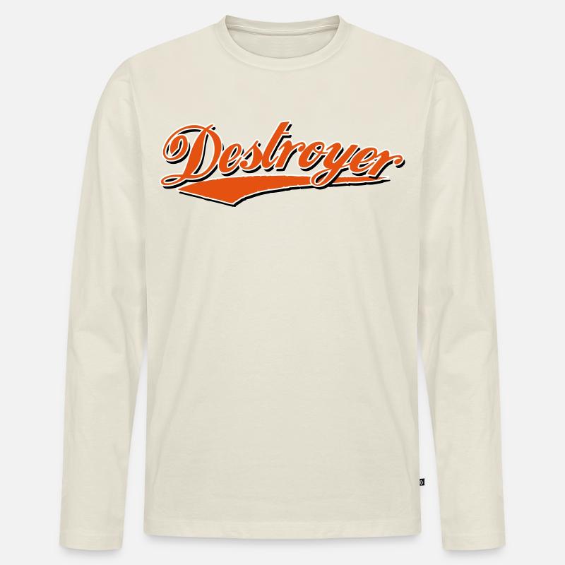 destroyer destroy zerstörer crash bandit - Männer Premium Bio Langarmshirt - Naturweiß