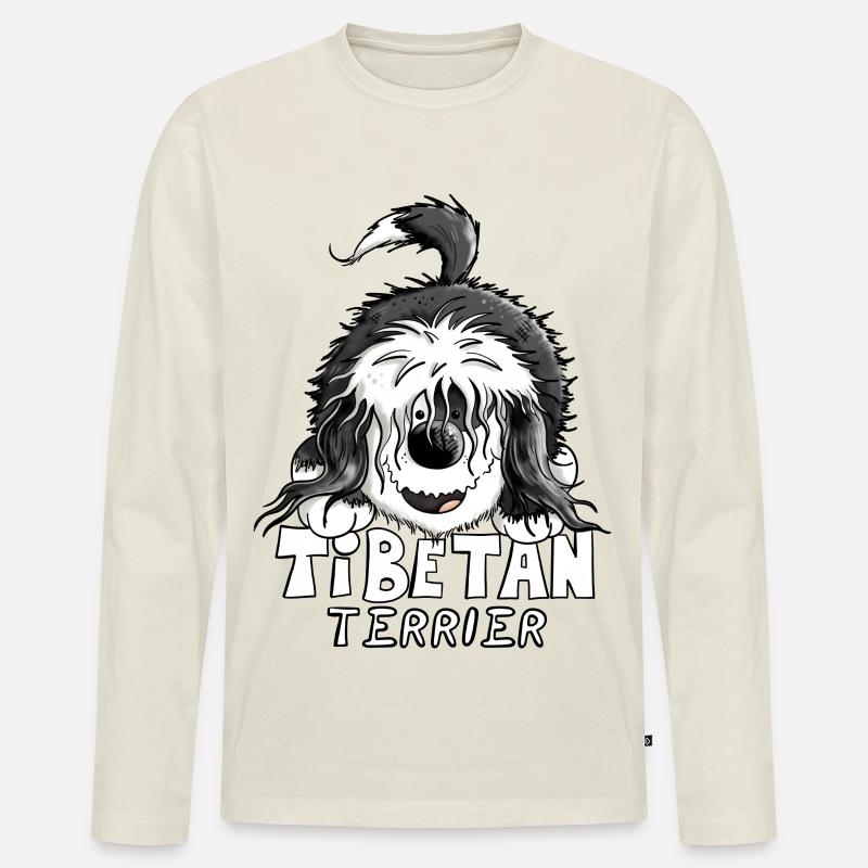 Süßer Tibet Terrier - Männer Premium Bio Langarmshirt - Naturweiß