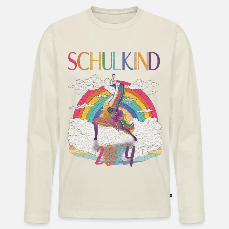 Schulkind 2024 - Next Level - Männer Premium Bio Langarmshirt - Naturweiß