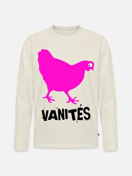 VANITÉS - T-shirt manches longues Premium bio Homme - blanc cassé
