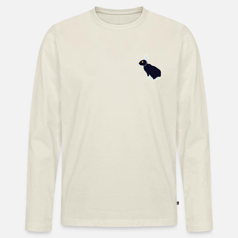Minimalistischer Blue Black Rabbit - Männer Premium Bio Langarmshirt - Naturweiß