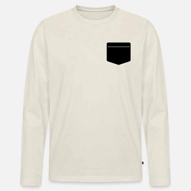 Brusttasche - Männer Premium Bio Langarmshirt - Naturweiß