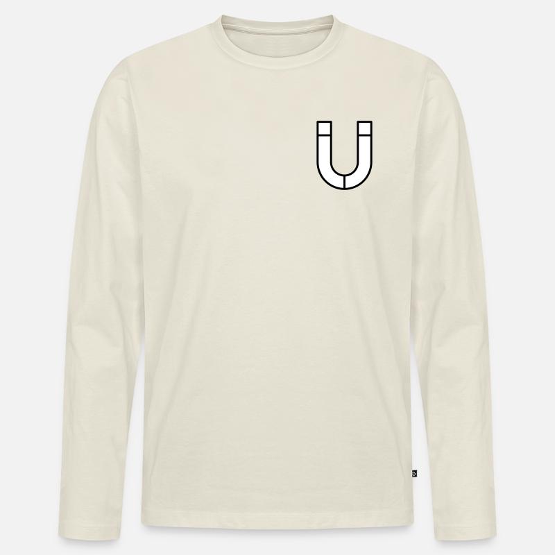 Magnet - Männer Premium Bio Langarmshirt - Naturweiß