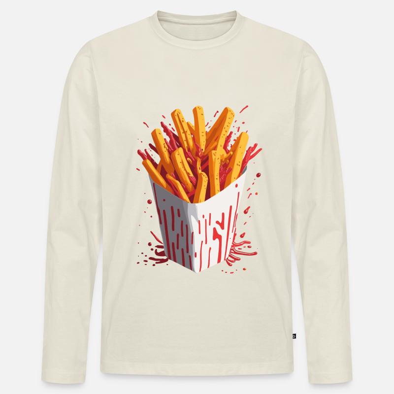 Explosive Chips - Männer Premium Bio Langarmshirt - Naturweiß