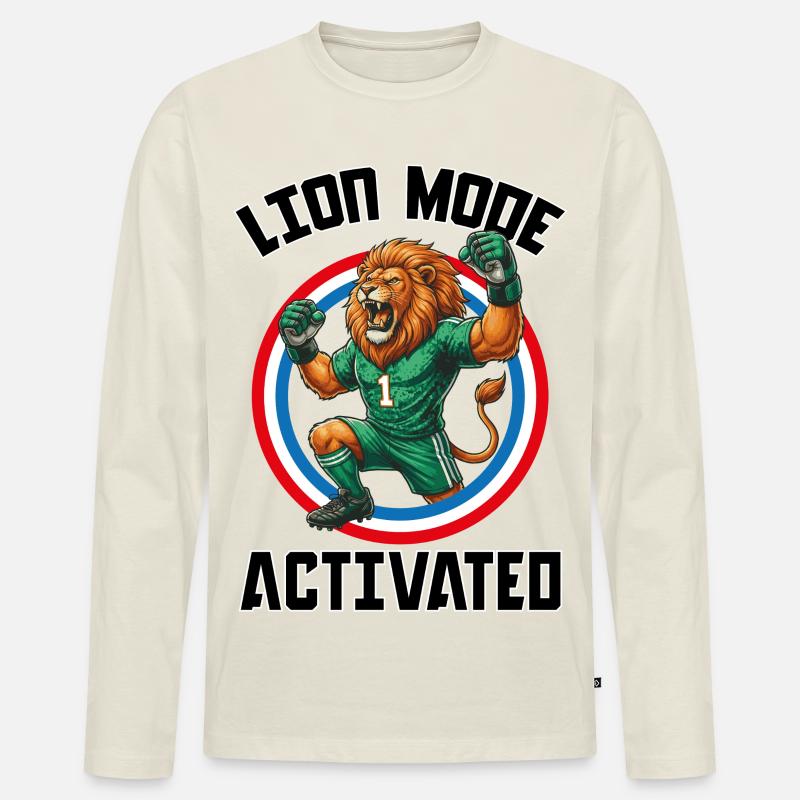 LionModeA - Männer Premium Bio Langarmshirt - Naturweiß