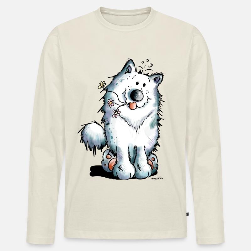 Knuffiger Samojede - Männer Premium Bio Langarmshirt - Naturweiß