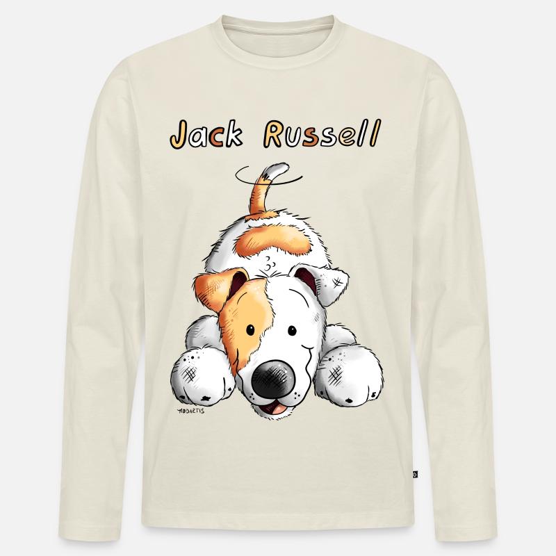 Verspielter Jack Russell - Männer Premium Bio Langarmshirt - Naturweiß