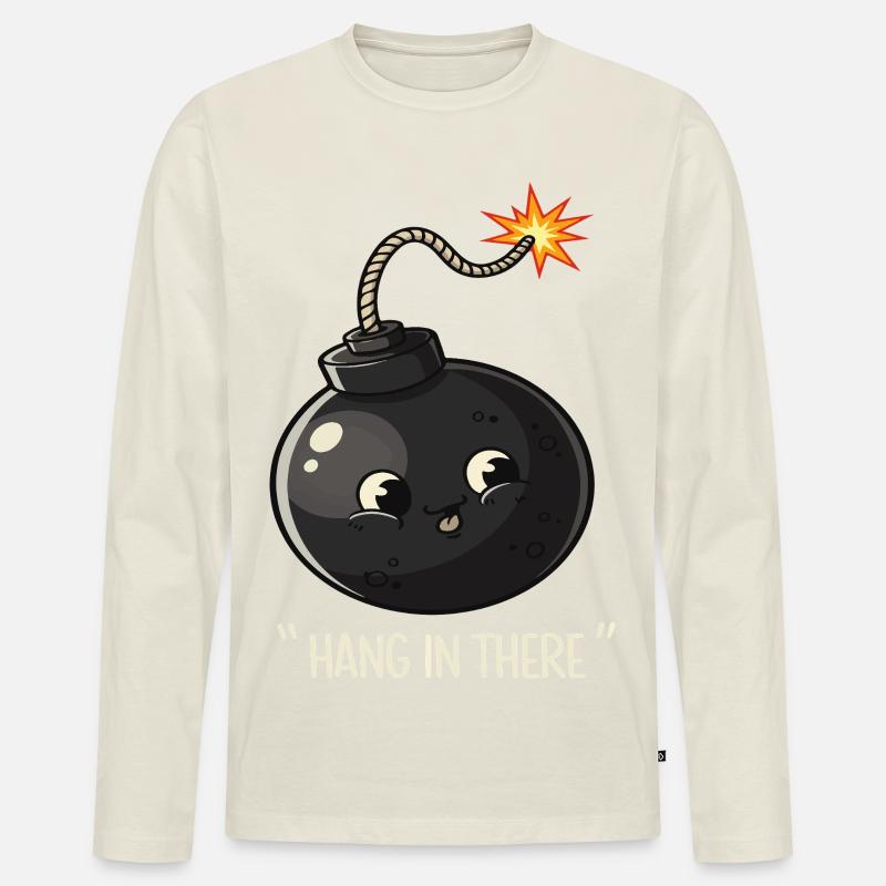 Kawaii Explodierende Bombe Comic Design - Männer Premium Bio Langarmshirt - Naturweiß