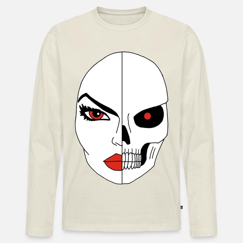 Das Gesicht des Todes - Männer Premium Bio Langarmshirt - Naturweiß