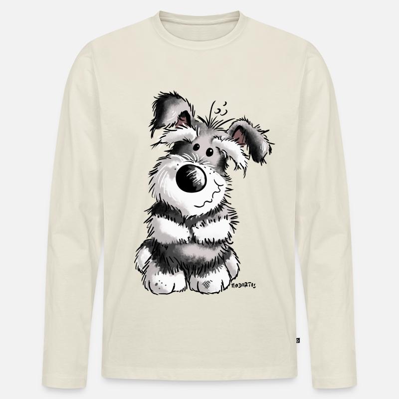 Süßer Schnauzer - Männer Premium Bio Langarmshirt - Naturweiß
