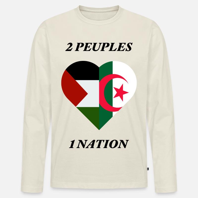 FRATERNITÉ_ALGÉRIE_PALESTINE - Männer Premium Bio Langarmshirt - Naturweiß