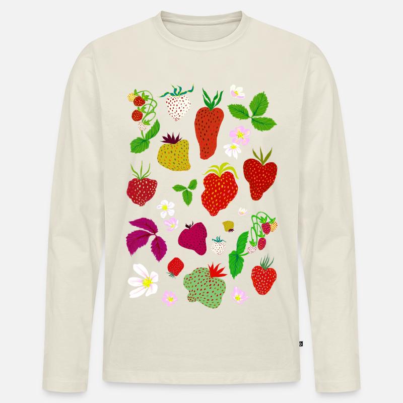 ERDBEEREN - Männer Premium Bio Langarmshirt - Naturweiß