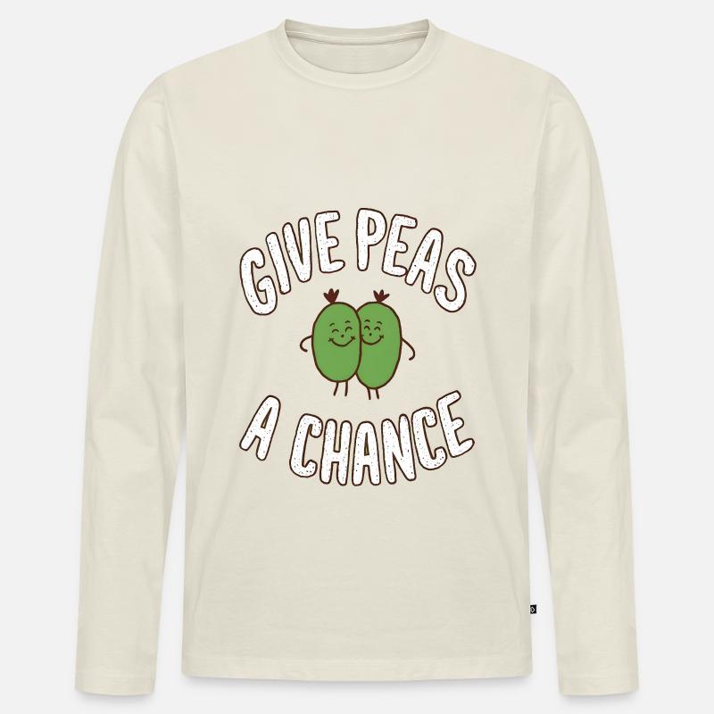 Give Peas a Chance - Männer Premium Bio Langarmshirt - Naturweiß
