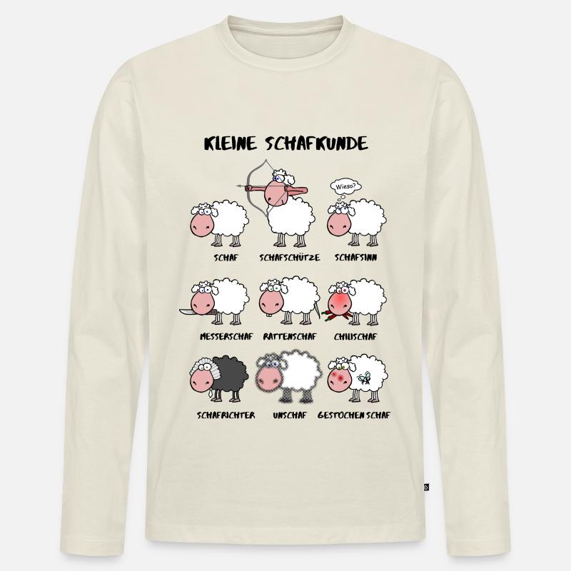 Kleine Schafkunde - Männer Premium Bio Langarmshirt - Naturweiß