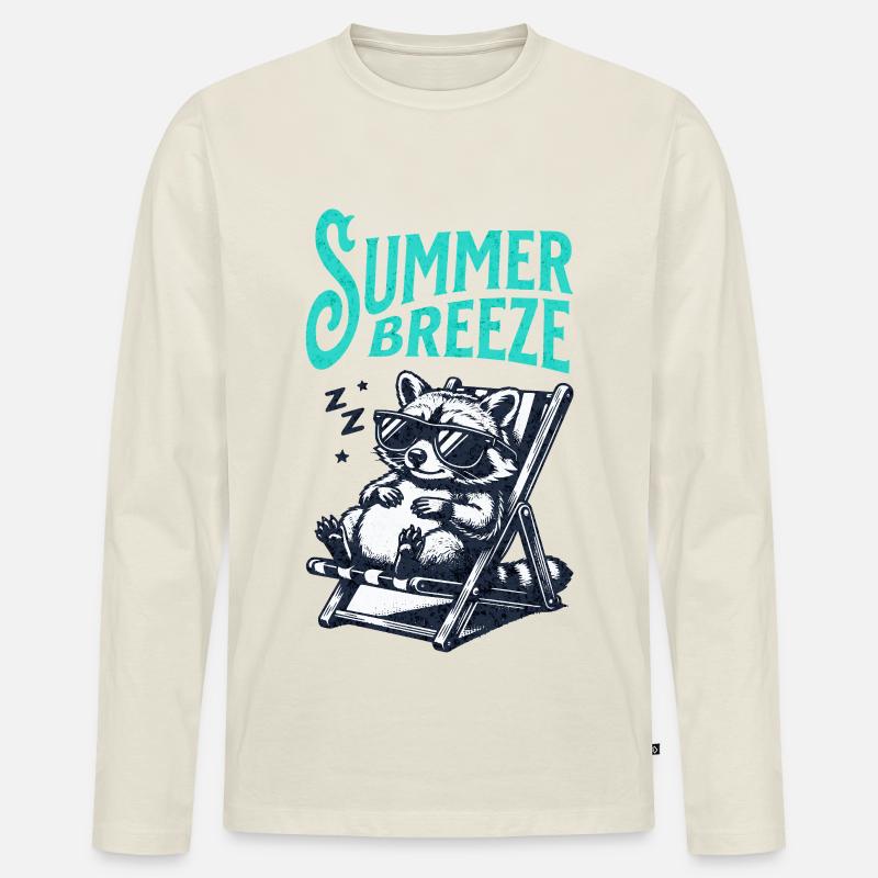 Waschbär Sommer - Männer Premium Bio Langarmshirt - Naturweiß