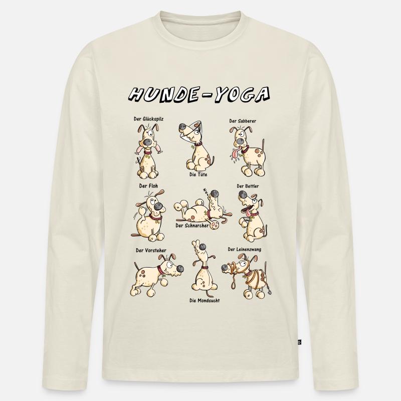 Hunde Yoga - Männer Premium Bio Langarmshirt - Naturweiß