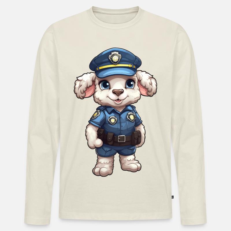 Polizei Schaf - Männer Premium Bio Langarmshirt - Naturweiß