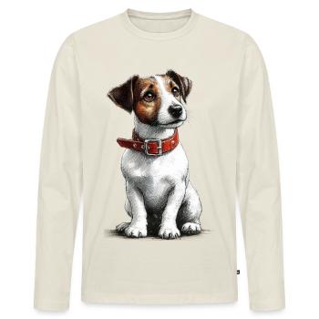 Jack Russel Terrier  - Männer Premium Bio Langarmshirt - Naturweiß - Vorne - Nico (187cm)