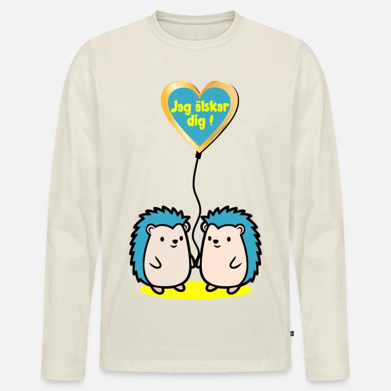 Ich liebe dich - Männer Premium Bio Langarmshirt - Naturweiß