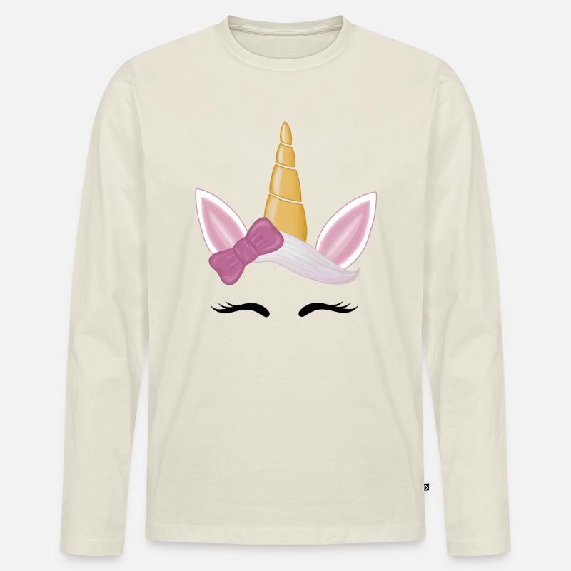 Einhorn - Männer Premium Bio Langarmshirt - Naturweiß
