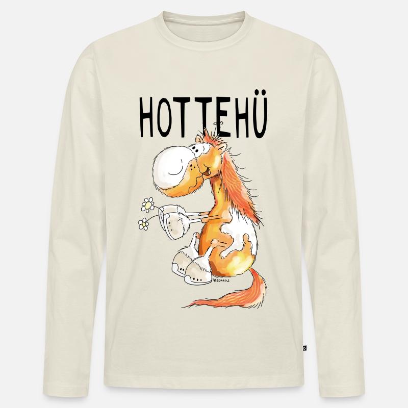 Hottehü Pferd - Pferde - Pony - Pferdchen - Comic - Männer Premium Bio Langarmshirt - Naturweiß