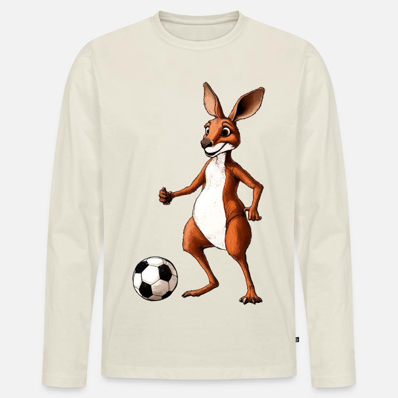 Fussball Känguru - Männer Premium Bio Langarmshirt - Naturweiß